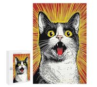 Puzzle pour Adolescents 1000 PCS Pièces De Puzzle Surprised Cat Pop Art Illustration Puzzles pour Adultes, Jeu Familial Anti-Stress, Défi À Relever 1000 PCS