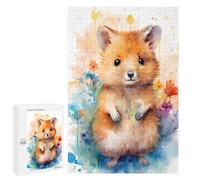 Puzzle pour Adolescents 1000 PCS Pièces De Puzzle Watercolor Hamster with Flowers Puzzles pour Adolescents - Décoration Murale - Cadeaux pour Femmes, Amis Et Famille 1000 PCS