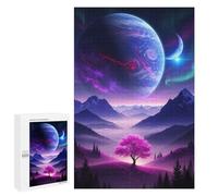 Puzzle pour Adolescents 1000 PCS Planetary Landscape with Pink Tree Puzzle Anti-Stress, Jouet De Décoration Intérieure, Cadeau Unique d'anniversaire Et De Noël 1000 PCS
