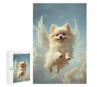 Puzzle pour Adolescents 1000 PCS Pomeranian with Angel Wings Small Dog Tribute Angel Dog Puzzle pour Adultes Jeux De Détente Décoration Parfaite Cadeaux d'anniversaire Et Cadeaux Uniques 1000 PCS