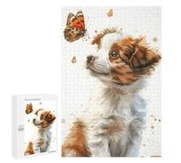 Puzzle pour Adolescents 1000 PCS Puppy and Butterfly Jeux De Puzzle en Famille pour S'amuser en Famille Cadeaux d'anniversaire Et Cadeaux Uniques 1000 PCS