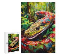 Puzzle pour Adolescents 1000 PCS Rainbow Serpent in Lush Jungle Puzzle pour Adultes - Jeu Manuel - Décoration Murale - Cadeaux Uniques pour Anniversaire Et Noël 1000 PCS