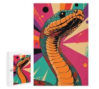 Puzzle pour Adolescents 1000 PCS Retro Snake Art Cobra Pop Art Print Snake Art Puzzles pour Adolescents - Jouets Anti-Stress - Améliore La Mémoire - Idéal comme Cadeau 1000 PCS