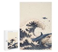 Puzzle pour Adolescents 1000 PCS Shark in Japan Great Wave Puzzle pour Adultes Jeux Relaxants, Amusants Et Humoristiques Cadeaux d'anniversaire Uniques 1000 PCS