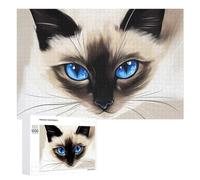 Puzzle Pour Adolescents 1000 PCS Siamois Chat avec Blue Eyes Puzzle Anti-stress Décoration De La Maison Cadeaux Uniques Pour Anniversaire Et Noël 1000 PCS