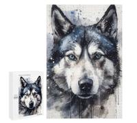 Puzzle pour Adolescents 1000 PCS Siberian Husky Watercolor Puzzles pour Adolescents - Jouets Anti-Stress - Améliore La Mémoire - Idéal comme Cadeau 1000 PCS