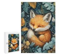 Puzzle pour Adolescents 1000 PCS Sleeping Baby Fox in Autumn Leaves Puzzle pour Adultes Jeux De Détente Décoration Parfaite Cadeaux d'anniversaire Et Cadeaux Uniques 1000 PCS