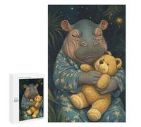 Puzzle pour Adolescents 1000 PCS Sleeping Hippo with Teddy Bear Puzzles pour Adolescents - Jouets Anti-Stress - Améliore La Mémoire - Idéal comme Cadeau 1000 PCS
