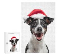 Puzzle pour Adolescents 1000 PCS Smooth Fox Terrier Dog with Santa Hat Portrait Puzzles pour Adolescents - Jouets Anti-Stress - Améliore La Mémoire - Idéal comme Cadeau 1000 PCS
