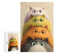 Puzzle pour Adolescents 1000 PCS Stacked Fluffy Cats Digital Art Puzzle pour Adultes - Jeu Manuel - Décoration Murale - Difficile Et Stimulant 1000 PCS