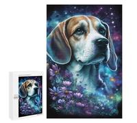 Puzzle pour Adolescents 1000 PCS Starry Night Beagle with Flowers Puzzles pour Adultes Découpe De Précision Stimule Le Cerveau Jeu Amusant Et Stimulant pour Toute La Famille 1000 PCS