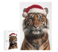 Puzzle pour Adolescents 1000 PCS Sumatran Tiger Wearing Santa Hat Puzzles pour Adolescents - Jouets Anti-Stress - Améliore La Mémoire - Idéal comme Cadeau 1000 PCS