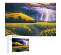 Puzzle pour Adolescents 1000 PCS Thunderstorm Over Golden Fields Puzzle pour Adultes Jeux Amusants Cadeaux De Décoration Parfaits pour Les Amis Et La Famille 1000 PCS