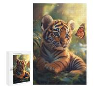 Puzzle pour Adolescents 1000 PCS Tiger Cub with Butterfly Puzzle pour Adultes Jeux De Détente Décoration Parfaite Cadeaux d'anniversaire Et Cadeaux Uniques 1000 PCS