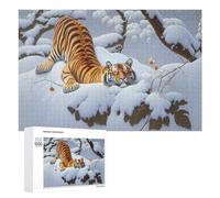 Puzzle pour Adolescents 1000 PCS Tiger in Winter Landscape Puzzle pour Adultes - Jeu Manuel - Décoration Murale - Cadeaux Uniques pour Anniversaire Et Noël 1000 PCS