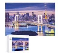 Puzzle pour Adolescents 1000 PCS Tokyo Cityscape with Rainbow Bridge Puzzle pour Adultes - Jeu Manuel - Décoration Murale - Cadeaux Uniques pour Anniversaire Et Noël 1000 PCS