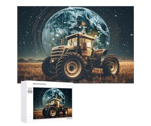 Puzzle pour Adolescents 1000 PCS Tractor on Mars with Earth in Background Puzzle pour Adultes Jeux Relaxants pour Améliorer La Mémoire Cadeaux d'anniversaire Et De Noël Uniques 1000 PCS