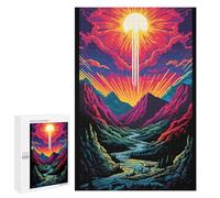 Puzzle pour Adolescents 1000 PCS Vibrant Mountain Sunset Poster Puzzles pour Adultes - Jeu Éducatif Anti-Stress Et Défi Unique 1000 PCS
