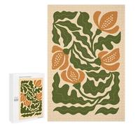 Puzzle Pour Adolescents 1000 PCS Vibrant Orange Floral Illustration - Modern Botanical Wall Art Print Puzzles Pour Adultes Jeux De Famille Cadeau D'anniversaire Activités Amusantes À La Maison, 1000 P