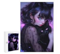 Puzzle pour Adolescents 1000 PCS Whimsical Gothic Cat Lady Puzzle pour Adultes Jeux De Détente Décoration Parfaite Cadeaux d'anniversaire Et Cadeaux Uniques 1000 PCS
