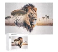 Puzzle pour Adolescents 1000 PCS Wild Lion in Desert Landscape Puzzle pour Adultes - Jeu Manuel - Décoration Murale - Cadeaux Uniques pour Anniversaire Et Noël 1000 PCS