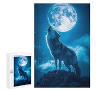 Puzzle pour Adolescents 1000 PCS Wolf Howling at The Moon Jeux De Puzzle en Famille pour S'amuser en Famille Cadeaux d'anniversaire Et Cadeaux Uniques 1000 PCS