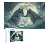 Puzzle pour Adolescents 1000 PCS Wolf Moon Night Artwork Puzzle pour Adultes - Jouet À Monter Soi-même - Défi Difficile - Cadeaux De Noël Et d'anniversaire 1000 PCS
