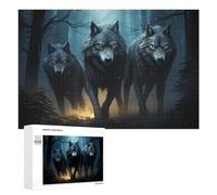Puzzle pour Adolescents 1000 PCS Wolf Pack in Moonlit Forest -1 Puzzle pour Adultes Jeux Amusants Cadeaux De Décoration Parfaits pour Les Amis Et La Famille 1000 PCS