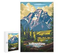 Puzzle pour Adolescents 1000 PCS Yellowstone National Park Illustration Puzzle pour Adultes Jeux Relaxants, Amusants Et Humoristiques Cadeaux d'anniversaire Uniques 1000 PCS