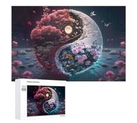 Puzzle pour Adolescents 1000 PCS Yin-Yang Harmony Blossoming Moonlit Garden Casse-tête pour Adultes Jeux Familiaux Analyse Et Logique Activités Ludiques À La Maison 1000 PCS