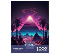 Puzzle pour Adolescents 1000 Pièces A Pyramid in The Neon Sand Puzzle Adulte Jeux Relaxants Améliorent La Mémoire Jeu Stimulant Cadeaux 52x38cm/1000pcs