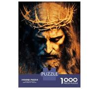 Puzzle pour Adolescents 1000 Pièces Abstract Jesus Christ with Crown of Thorns Puzzles pour Adolescents Jeux Relaxants Cadeaux pour Femmes pour Anniversaire, Noël 70x50cm/1000pcs
