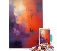 Puzzle pour Adolescents 1000 pièces Abstrait Violet Orange Jouet éducatif et ludique Anti-Stress (Dimensions 75x50cm)