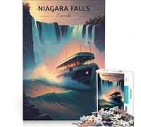 Puzzle pour Adolescents 1000 pièces Affiche de Voyage des Chutes du Niagara, Jeux Amusants, entraînez Votre Cerveau et Vos Mains, Convient pour la décoration de Bureau 38x52cm