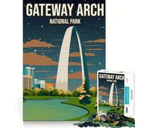 Puzzle pour Adolescents 1000 pièces,Affiche du Parc National Gateway Arch,Jeu Stimulant,Divertissement,Cadeau Artistique de Noël (38x26cm)
