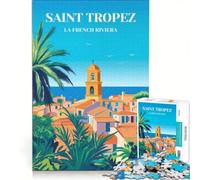 Puzzle pour Adolescents 1000 pièces, Affiche Saint-Tropez, Jeux éducatifs, améliore la mémoire, Cadeau d'anniversaire, 50x75cm
