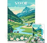 Puzzle pour Adolescents 1000 pièces Affiche Savoie, Jouets à Monter soi-même, Interaction Parent-Enfant, Cadeaux Uniques pour Anniversaire et Noël 50x75cm