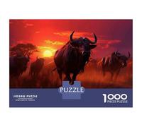 Puzzle pour Adolescents 1000 Pièces African Buffalo Sunset Puzzles pour Adolescents Jeux Relaxants Cadeaux pour Femmes pour Anniversaire, Noël 70x50cm/1000pcs