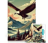 Puzzle pour Adolescents 1000 pièces Aigle à tête Blanche survolant Les Montagnes Découpe de qualité supérieure Cadeau de Jeu Amusant et Intelligent Facile à Jouer Pièce d'art de Noël (50x75cm)