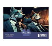 Puzzle pour Adolescents 1000 Pièces Alpha Wolves in Urban Suits Puzzles pour Adolescents Jeux Relaxants Cadeaux pour Femmes pour Anniversaire, Noël 52x38cm/1000pcs