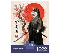 Puzzle pour Adolescents 1000 Pièces American Akita Samurai Puzzles pour Adultes Jeu Manuel Améliore La Mémoire Interaction Parent-Enfant 38x26cm/1000pcs
