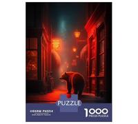 Puzzle pour Adolescents 1000 Pièces Amsterdam Red Light Bear Puzzle pour Adultes Décoration Murale Jouet Une Œuvre d'art Cadeau d'anniversaire Unique 70x50cm/1000pcs