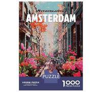 Puzzle pour Adolescents 1000 Pièces Amsterdam Street Mosaic Puzzles pour Adultes Activités Familiales Interaction Parent-Enfant Jeu Au Design Élégant 38x26cm/1000pcs