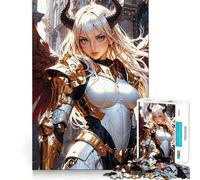 Puzzle pour Adolescents 1000 pièces Ange Guerrier céleste en Armure dorée Jeu d'articulation serrée Jeu cognitif Jouet Amusant et Facile à Assembler Décoration de Noël Cadeau (50x75cm)