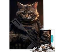 Puzzle pour Adolescents 1000 pièces Animal Soldat Chat Jeu Pratique Jouets Jeux éducatifs Idées Cadeaux Défi Difficile (Dimensions 38x52cm)