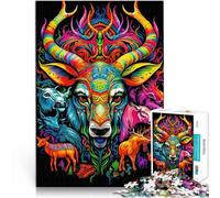 Puzzle pour Adolescents 1000 pièces Animaux psychédéliques Jeux éducatifs Décoration d'intérieur Bon Cadeau 38x26cm