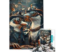 Puzzle pour Adolescents 1000 pièces Animaux Steampunk Pingouin Activités Amusantes à la Maison Décoration Parfaite Jeu de réflexion pour Les 14 Ans et Plus Jeu de Puzzle Offert (38x52cm)