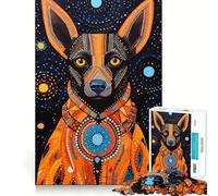 Puzzle pour Adolescents 1000 pièces Animaux Tribaux Chien Africain Découpe serrée Amusant Résolution de problèmes Détente Décoration de Noël (38x26cm)