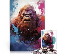 Puzzle pour Adolescents 1000 pièces Aquarelle Yéti Jouets de Jeu pour Cadeau Familial avec Affiche et Feuille de Questions correspondantes 75x50cm