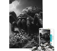 Puzzle pour Adolescents 1000 pièces Araignée géante Monochrome avec œufs Difficile et Stimulant Cadeau d'anniversaire Jeu éducatif pour Les 14 Ans et Plus Jeu de Puzzle Offert (38x26cm)